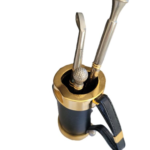 Things Remembered Golf Bag Pen/Pencil Holder with Gold Colored Rim - Picture 5 of 8